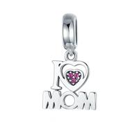 925 Argent Sterling Amour Charme J'Aime Maman Coeur Pendentif Perles Ajuster Bricolage Bracelet Collier Bijoux