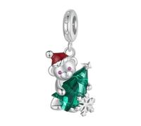925 Argent Sterling Bonhomme De Neige Cloche Charme Arbre De Noël Maison Charme Perle Flocon De Neige Boule De Cristal Pendentif