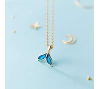 925 Argent Sterling océan Queue de sirène Histoire Bleu Pendentif Colliers Femmes Bijoux