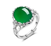 925 argent sterling ovale agate vert émeraude rétro rétro calcédoine anneau de fiançailles anniversaire anniversaire de mariage déclaration de la fête de mariage des cocktails