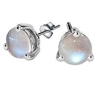 925 Argent Sterling Pierre de Lune Pierres Précieuses Boucles D'Oreilles, 6 X 6 mm Mode Créateur Bijoux Pour Femmes