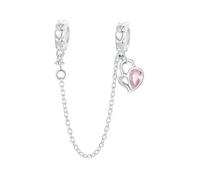 925 Argent Sterling Rose Fleur Cœur Charmes Chaîne De Sécurité Ouverte Verrouillage Perles Ajuster Bracelet Original Bricolage Collier