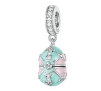 925 Argent Sterling Rose Lapin Charme Oeuf Chanceux Perles De Cœur Ajuster Bracelet Original Collier Pendentif