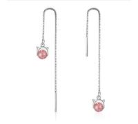 925 Boucles d'oreilles en Argent pour Femmes Mignon Chat Cristal de Luxe Longue Gland Ligne D'oreille Bijoux Cadeaux Brincos 300 Attractive
