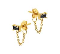 925 Boucles d'oreilles en Argent Vintage, Boucles d'oreilles étalon pour Femmes zircone cubique rectangulaire avec chaîne de Boucles d'oreilles Cartilage Minimaliste hypoallergénique