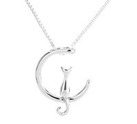925 chaîne collier en argent sterling belle lune chat pendentif collier chaîne charme bijoux Pet Lover collier Cat Moon pendentif collier pour femmes collier de lune pour femmes collier de lune pour