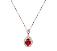 925 Collier de bijoux pour les femmes Femme Femelle Drop bouth en forme Red Zircon Pendant la chaîne de clavicules Fabriqué en Chine