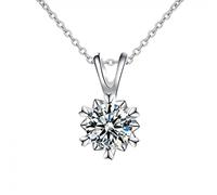 925 Collier Moisanite Silver Silver Pendant diamant 1 carat D Couleur VVS1 Clarity Elegant Snowflake Charms Pendant pour les femmes