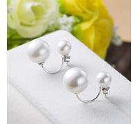 925 Earrings for Women,Double Pearl Pearl Stud Earrings 925 U-Shaped Ear Ornaments Earrings/White