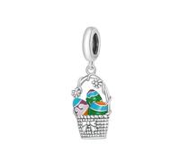 925 En Argent Sterling Lapin Oeuf Panier Charmes Perles Bracelets Collier Pendentif Bijoux Bricolage