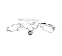 925 Heart Deer Antlers Lucky Love Charm Adjustable Chain Bracelets for Women Girls Birthday Anniversary Party Gifts for Women Girls
