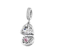 925 Lapin En Argent Avec Oeuf Charme Coeur Lapins Pendentif Pierre De Lune Chaîne De Sécurité Ajustement Bracelet Collier Pour Femmes