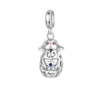 925 Lapin En Argent Avec Oeuf Charme Coeur Lapins Pendentif Pierre De Lune Chaîne De Sécurité Ajustement Bracelet Collier Pour Femmes