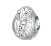 925 Lapin En Argent Avec Oeuf Charme Coeur Lapins Pendentif Pierre De Lune Chaîne De Sécurité Ajustement Bracelet Collier Pour Femmes