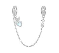 925 Lapin En Argent Avec Oeuf Charme Coeur Lapins Pendentif Pierre De Lune Chaîne De Sécurité Ajustement Bracelet Collier Pour Femmes
