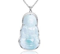 925 Silver Jade Guanyin Pendant Natural Guanyin Collier