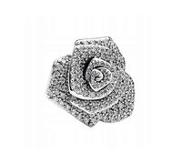 925 Silver Large Charm Shining Rose In Bloom