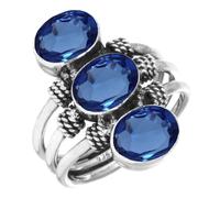 925 Sterling argent Femmes Bijoux Bleu Saphir Simulé Bague Taille 68.5 (99119_BSH_R150)