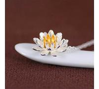 925 Sterling Argent Lotus Colliers et Pendentifs Pour Femmes Élégant Fleur Court Collier Argent Bijoux Bijoux Femme (Or)