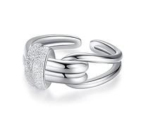 925 Sterling Double Couche Flash Diamant noué Bague rétro éternité Celtique Noeud Bande de Mariage Anneaux réglables Bijoux Cadeaux pour Les Femmes