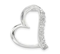 925 Sterling Silver Cubic Zirconia Cz Heart Pendant Charm Necklace Love Fine