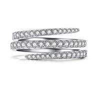 925 Sterling Silver CZ Simulate Diamond Empilable Ring Bands Eternity Row Triplex Row Simulated Round Brilliant Cut Diamond Or Moisanites Unisexe Wedding Statement Anneau (8#)