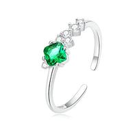925 Sterling Silver Dazgreen Stone Open Size Ring For Women Eternity Ring For Girl Fine Jewelry Gift