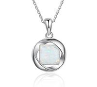 925 Sterling Silver Opal Pendentif Colliers pour Femmes Carré Blanc Opale Pierre Chaîne Lien Colliers Bijoux Fins