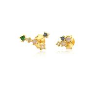 925 Sterling Silver Printemps Rainbow Line Zodiacs Tiny Douge Boucle d'oreille 12 Types Femmes Cristal Zircon Bijoux