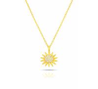 925 Sterling Silver Sun Necklace with White Stone - Elegant Celestial Pendant - Minimal Silver Gift for Her