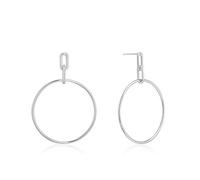 925 Sterling Silver Thin Dangly Cable Link Drop Hoop Earrings for Women