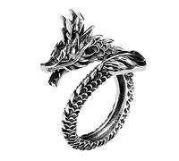 925 Sterling Silver Vintage Mode Gothique Punk Ancien Dragon Hommes Bijoux Anneau d'ouverture Thaï Silver Boyfriend Fête Cadeau