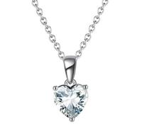 925 Sterling Silver Womens Necklace for Women Heart with Birthstones Red Cubic Zirconia Pendant Necklaces