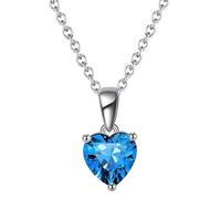 925 Sterling Silver Womens Necklace for Women Heart with Birthstones Red Cubic Zirconia Pendant Necklaces