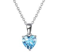 925 Sterling Silver Womens Necklace for Women Heart with Birthstones Red Cubic Zirconia Pendant Necklaces