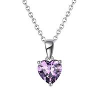 925 Sterling Silver Womens Necklace for Women Heart with Birthstones Red Cubic Zirconia Pendant Necklaces