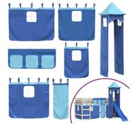 92742& Rideaux pour Lit combiné mezzanine - KALISSE - avec tour bleu polyester - L100x l75 cm