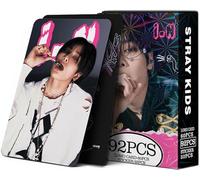 92PCS Stray Kids Photocards Stray Kids Membre Cards Nouvel Album 60 SK Cartes 32 Autocollants Cadeau Set Mini Poster pour Fans Cadeau (I.n)