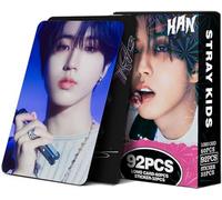 92PCS Stray Kids Photocards Stray Kids Membre Cards Nouvel Album 60 SK Cartes 32 Autocollants Cadeau Set Mini Poster pour Fans Cadeau (Han)
