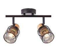 93085-06 Brilliant Glint suspension 4 flammes bois-laiton verre-métal 4x D45, E14, 40 W, Convient pour lampe à poser (non incluse)