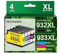 932XL 933XL Lot de 4 Cartouches d'encre de Rechange Haute capacité pour HP Officejet 6600 6700 7612 7510 7110 6100 7610 (Noir, Cyan, Magenta, Jaune)