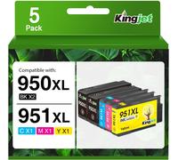 932XL 933XL Multipack Cartouches d'encre compatibles avec HP 932 933 XL pour OfficeJet 6600 7510 6700 7110 7610 7612 6100 (1 Noir, 1 Cyan, 1 Magenta, 1 Jaune)