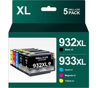 932XL/933XL Pack de 4 Cartouches d'encre Remplacement pour HP 932XL 933XL 932 XL 933 XL pour Officejet 6600 6700 7510 7612 7110 7610 6110 (2 Noir, 1 Magenta, 1 Cyan, 1 Jaune)