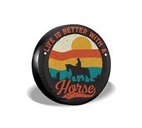 934 Amoureux des Chevaux Housse Roue De Secours Protection Le Soleil Housse pour Roue Pneu Classique Housse De Pneu De Secours Universelle pour SUV Auto Remorque Camion 14Inch