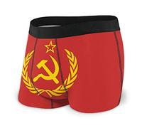 934 Caleçons Union Soviétique CCCP Emblème De L'Urss Rouge Boxer Homme Shorts Respirant Caleçon Boxers Homme Classique Boxer pour Homme Shorts pour Anniversaire, Homme, Valentin L