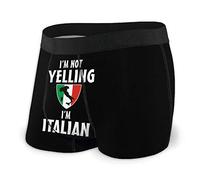 934 Fitted Boxers Shorty Je Ne Crie Pas, Je suis Italien Boxer Homme Classique sous-Vêtements Microfibre Caleçon Boxers Homme pour Anniversaire, Cadeau, Homme XL