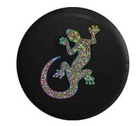 934 Île Gecko Lézard Psychédélique Lumineux Housse pour Roue Pneu Durable Housse Pneu De Rechange Résistant À La Saleté Housse De Pneu De Secours Universelle pour Camion Auto Remorque SUV 16Inch