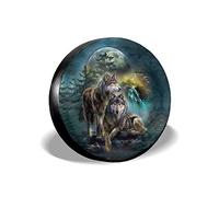 934 Loup Imprimé en 3D Couverture De Roue De Secours Antipoussière Housse Roue De Secours Premium Housse De Pneu De Secours Universelle pour Camion Auto Remorque SUV 16Inch