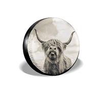 934 Vache des Highlands Housse Pneu De Rechange Protection Le Soleil Housse Roue De Secours Résistant À La Saleté Housse De Pneu De Secours Universelle pour Voiture SUV Camion 17Inch