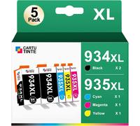 934 XL 935 XL Cartouches d'encre Remplacement pour Cartouche HP 934 935 Pack XL Compatible pour HP Officejet Pro 6230 6830 6835 Officejet 6820 6220 6812 6815 (2 Noir, Cyan, Magenta, Jaune, 5Pack)